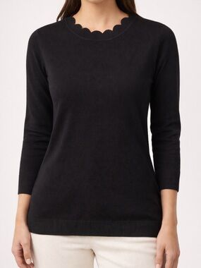 NWT 41Hawthorn Stitch Fix Black Scallop Neck Crewneck Sweater Top Size Medium